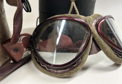 WWII Imperial Japanese Army (IJA) Flight Helmet w/ Cased Goggles - Image 19