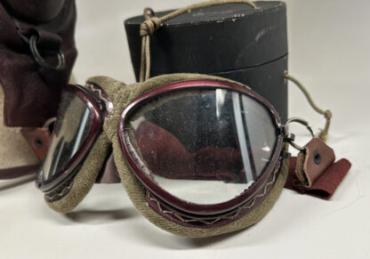 WWII Imperial Japanese Army (IJA) Flight Helmet w/ Cased Goggles - Image 20