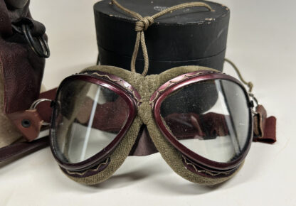 WWII Imperial Japanese Army (IJA) Flight Helmet w/ Cased Goggles - Image 21