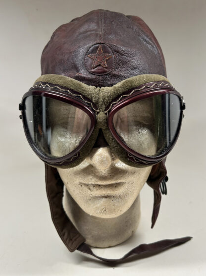 WWII Imperial Japanese Army (IJA) Flight Helmet w/ Cased Goggles - Image 2