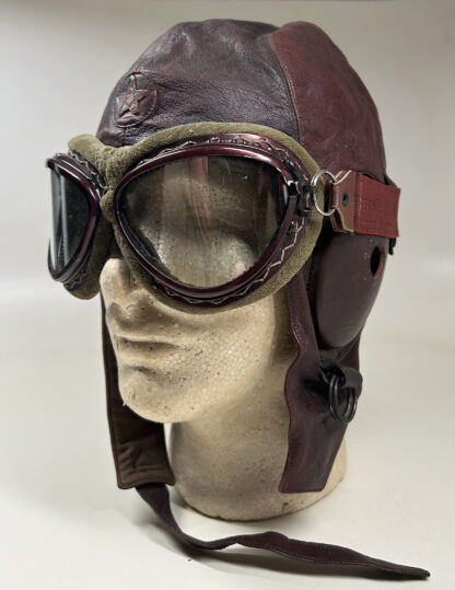 WWII Imperial Japanese Army (IJA) Flight Helmet w/ Cased Goggles - Image 3