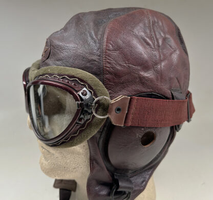 WWII Imperial Japanese Army (IJA) Flight Helmet w/ Cased Goggles - Image 5