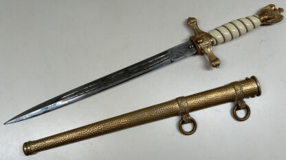 Double Etched Model 1938 Kriegsmarine (Navy) Dagger w/ Hammered Scabbard – (Carl Eickhorn, Solingen)