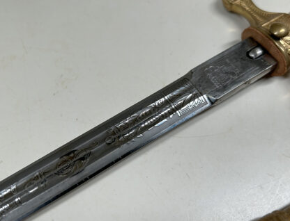 Double Etched Model 1938 Kriegsmarine (Navy) Dagger w/ Hammered Scabbard – (Carl Eickhorn, Solingen) - Image 14