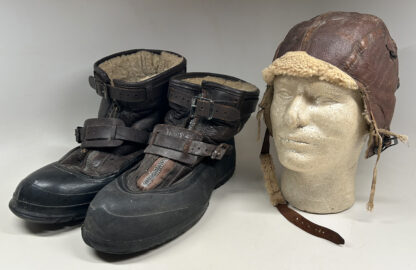 WWII U.S. Army Air Force A-6-A Flight Boots w/ B-6 Flight Helmet - (Local Find)