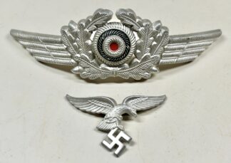 Matching Set of Luftwaffe EM/NCO Visor Cap Insignia