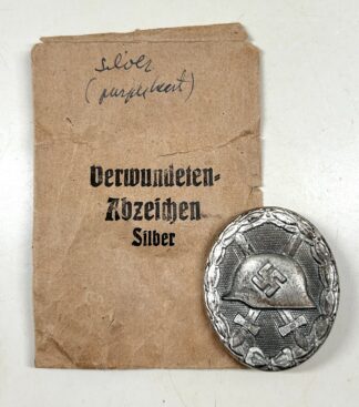 1939 Wound Badge and in Silver w/ Original Packet - (“107” Carl Wild)