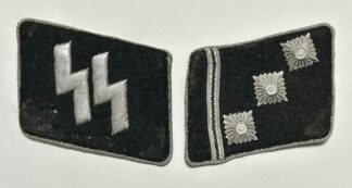 Waffen-SS Officer Collar Tab Set w/ RZM Tag - (Uniform Removed)