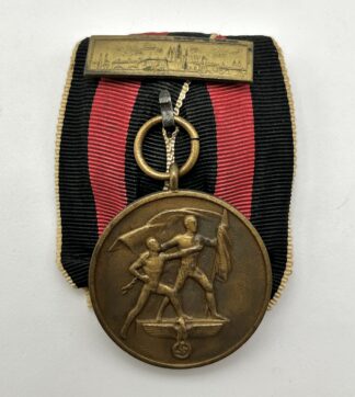 Parade Mounted 1938 Czech Annexation Medal w/ Prague Bar