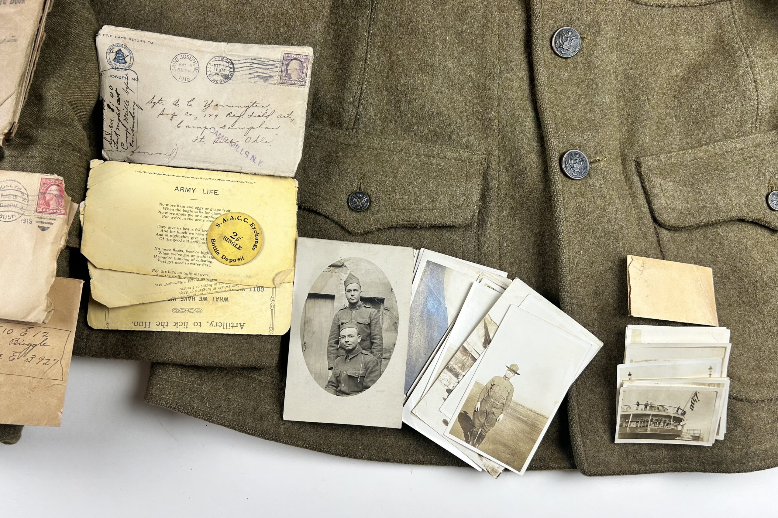 Identified U.S. Army WWI Grouping to 35th Infantry Division, 129th Field Artillery Battalion Soldier - Image 4