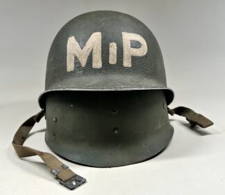 RARE U.S. Army WWII Period 'MP' Military Police M1 Helmet Set