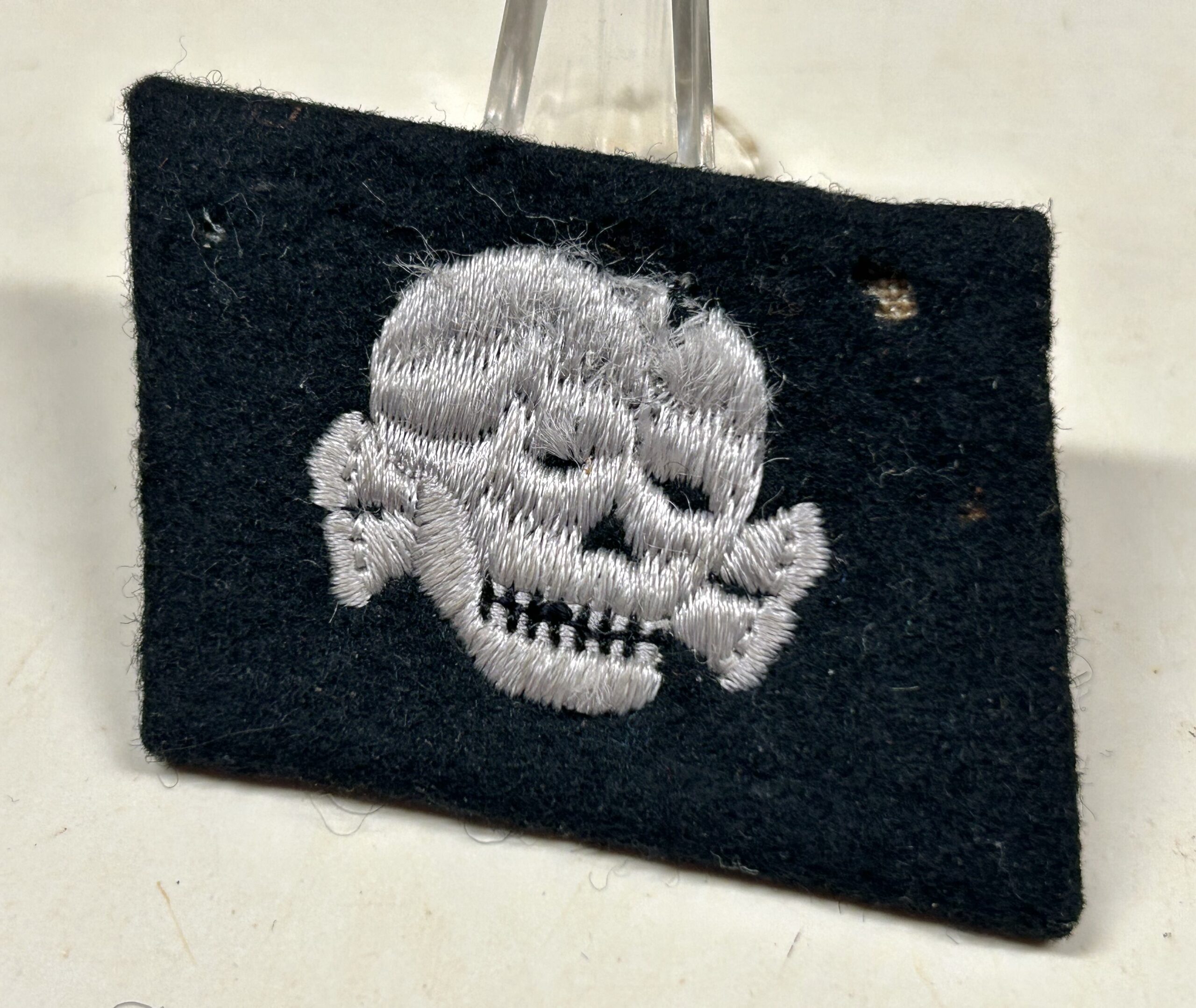 Early RZM Waffen-SS Totenkopf Collar Tab - (Uniform Removed) - Image 3