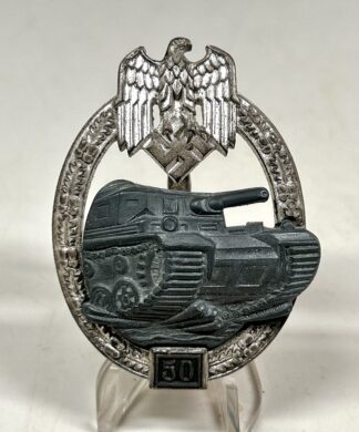 Panzer Assault Badge '50' in Silver - (Josef Feix Söhne, Gablonz)